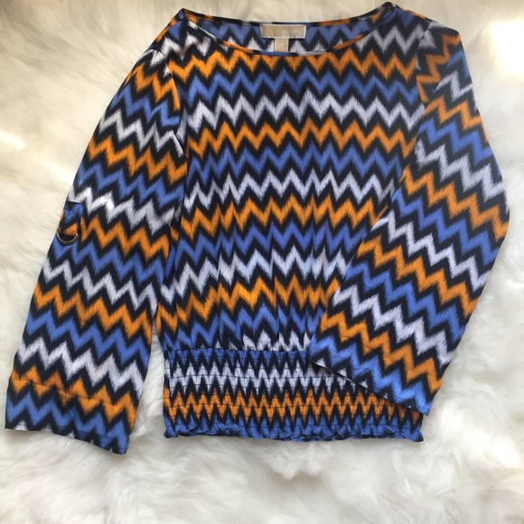 🚫SOLD🚫Michael Kors Chevron Navy Blouse - Picture 1 of 5